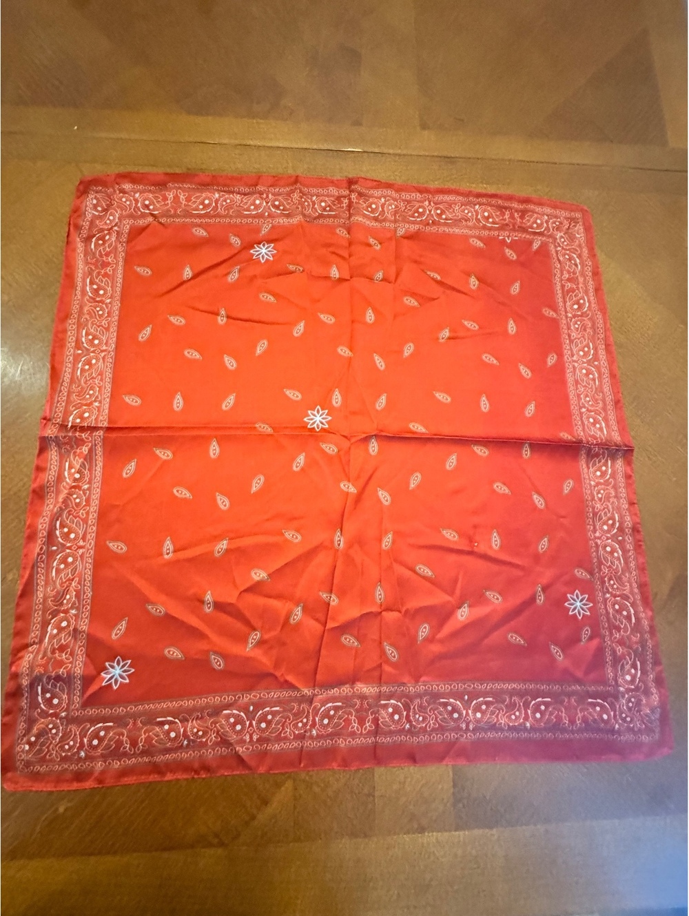 Red Bandana with Classic Paisley Pattern and Floral Accents 276